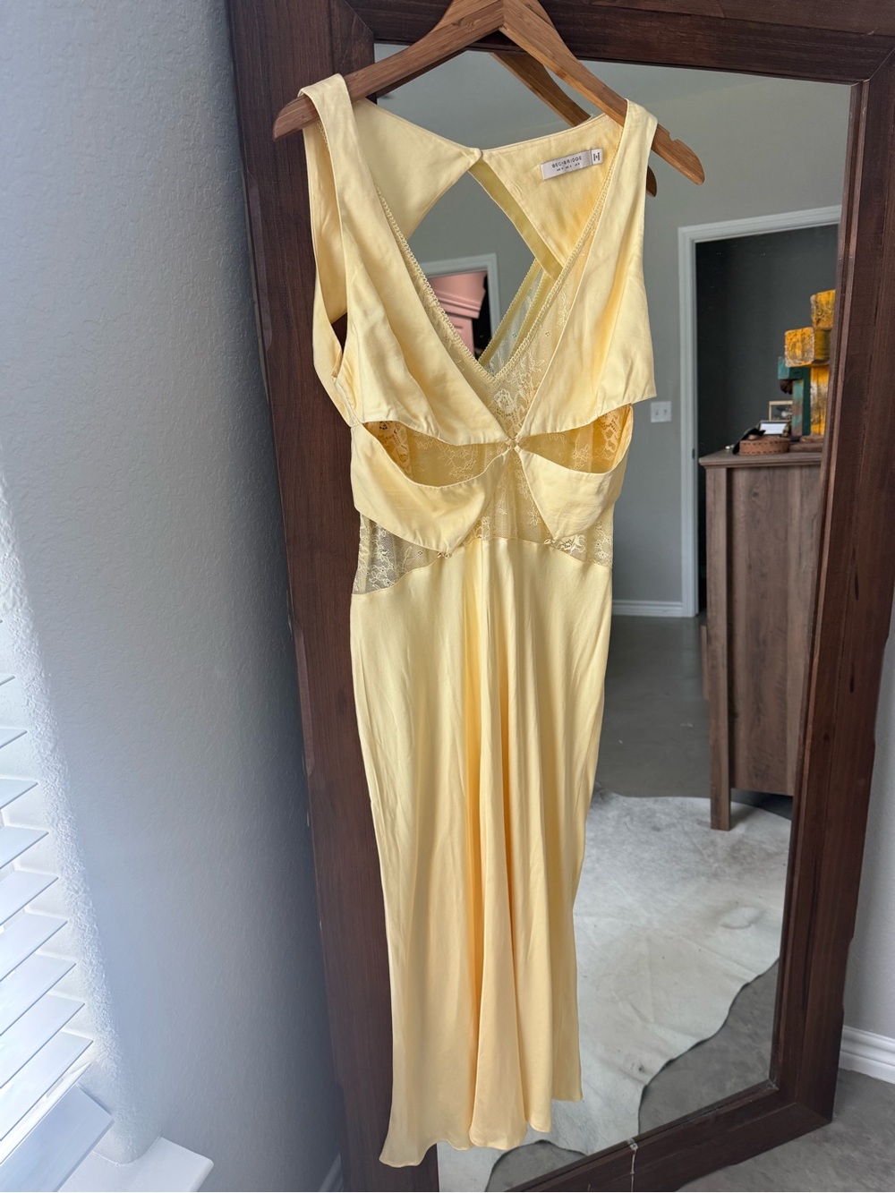 bec + bridge Pale Yellow Lace-Trim Slip Dress